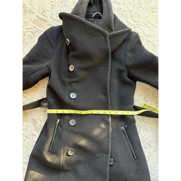 Mackage Wool Cashmere Coat Black Belted Double Breasted Jacket Size S $1195 - Picture 6 of 13
